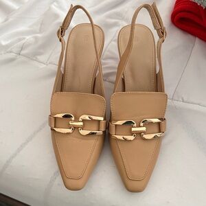 Elegant Tan Slingback Women Shoes